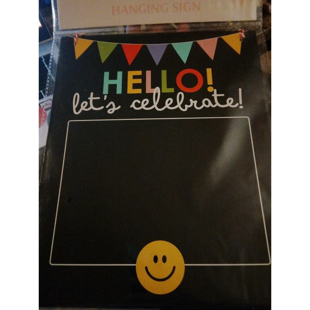 4 Pc Party Supplies Set - DIY Banner, Hello Celebrate Chalkboard, Flutes New